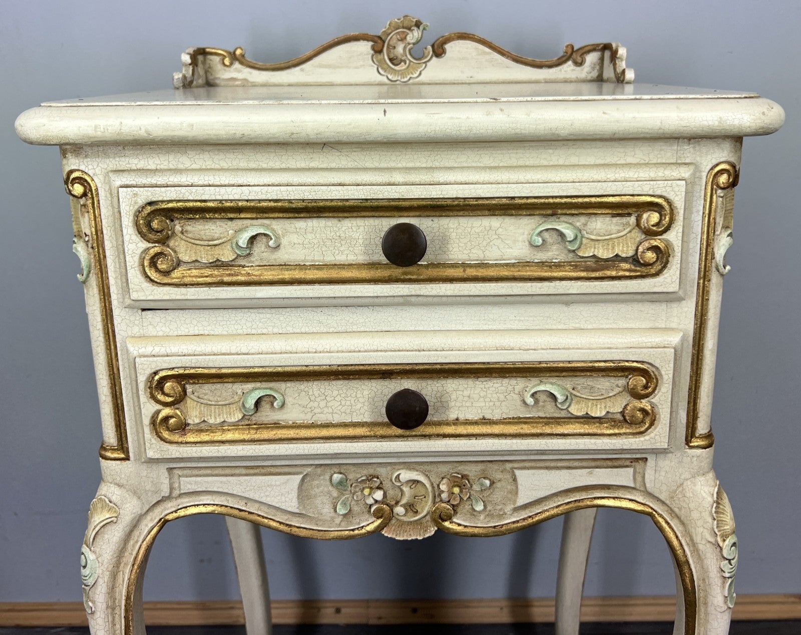 Pair of Bedside Tables Vintage Shabby Chic Louis Nightstands Cabinets LOT 43416
