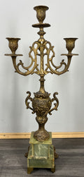 Clock Set Vintage French Onyx Brass Mantel Clock with 4-Arm Candelabras LOT 441316