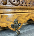 French Vintage Style Coat Rack Oak 4 Hooks Ornate Wall Shelf Coat LOT 46905