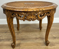Coffee Table Vintage French Louis Style Oak Carved Cane Top Side Table LOT 48651