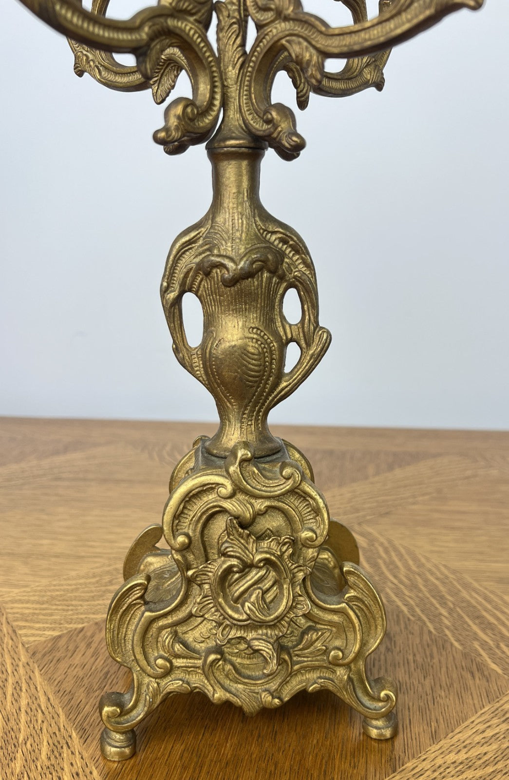 Candelabras Vintage French Brass Pair Ornate 5 Arm Candle Holders LOT 60448