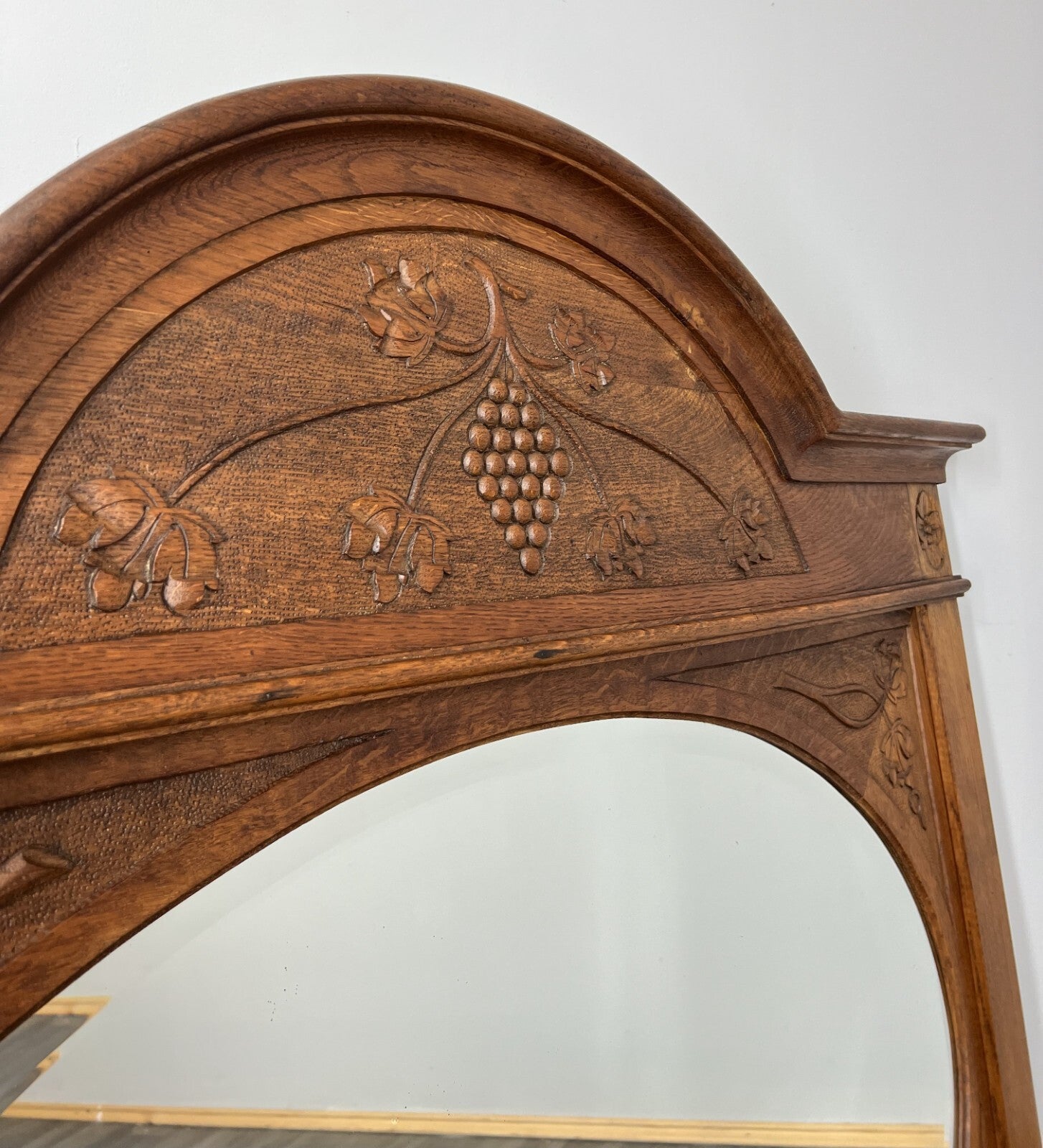 Wall Mirror Antique French Style Oak Carved Floral Decorative Frame LOT 38494