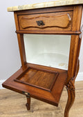 Pair of  Bedside Tables Antique French Louis Walnut Marble Top Cabinets LOT 48949
