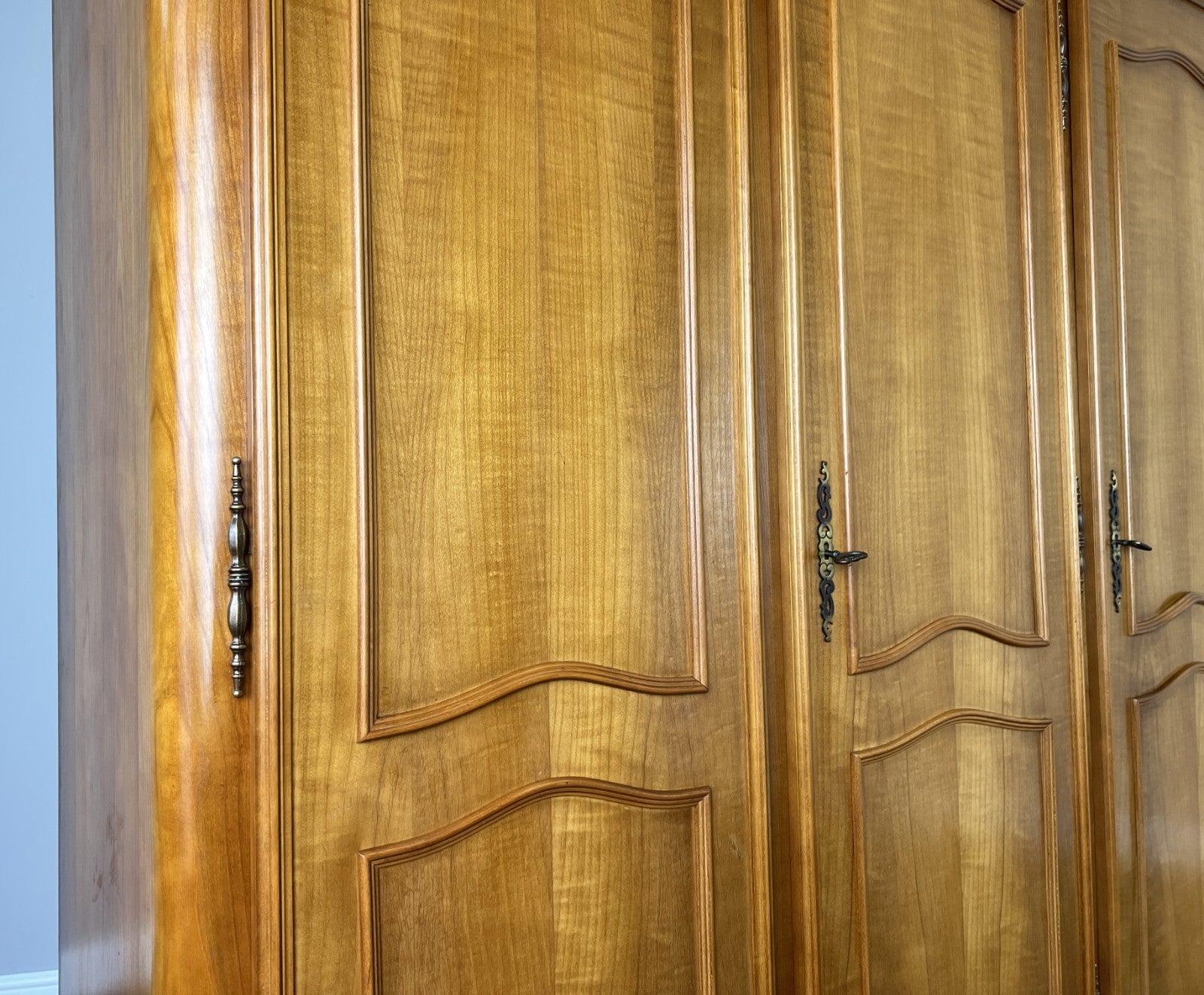 Wardrobe Vintage French Louis XVI Style Five Door Carved Armoire LOT 49855