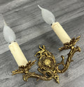 Vintage French Wall Light Brass Cherub Double Arm Rococo Sconce LOT 44112