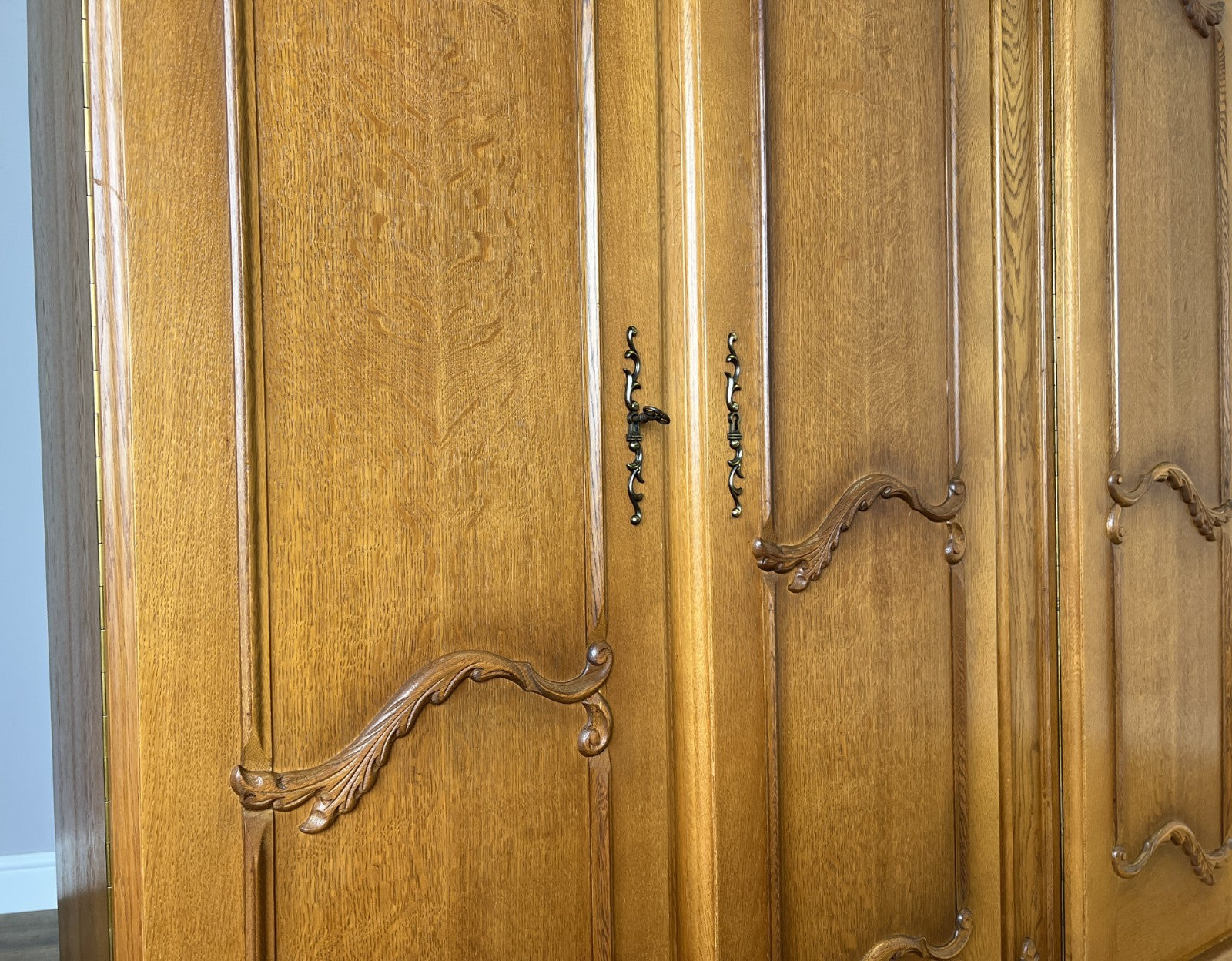 Wardrobe Vintage French Louis XVI Style Four Door Carved Armoire LOT 49336