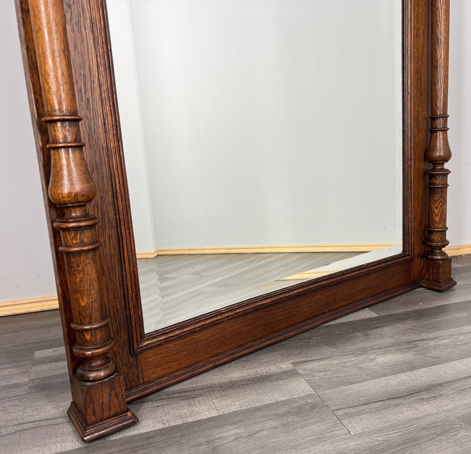 Antique French Style Carved Wall Mirror Oak Ornate Wall Frame LOT 45486