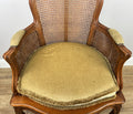 Armchair Vintage French Style Cane Upholstered Accent Carved Chair LOT 63116