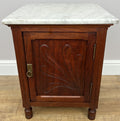 Bedside Table Antique French Style Marble Top Walnut Cabinet Nightstand LOT 62370