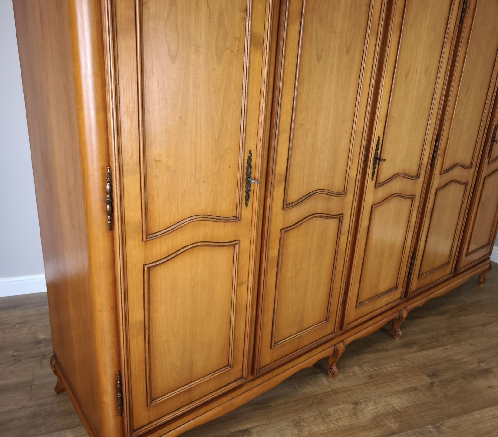 Wardrobe Vintage French Louis XVI Style Five Door Carved Armoire LOT 49905