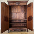 Wardrobe Antique French Style Walnut Two Door Carved Armoire LOT 6499