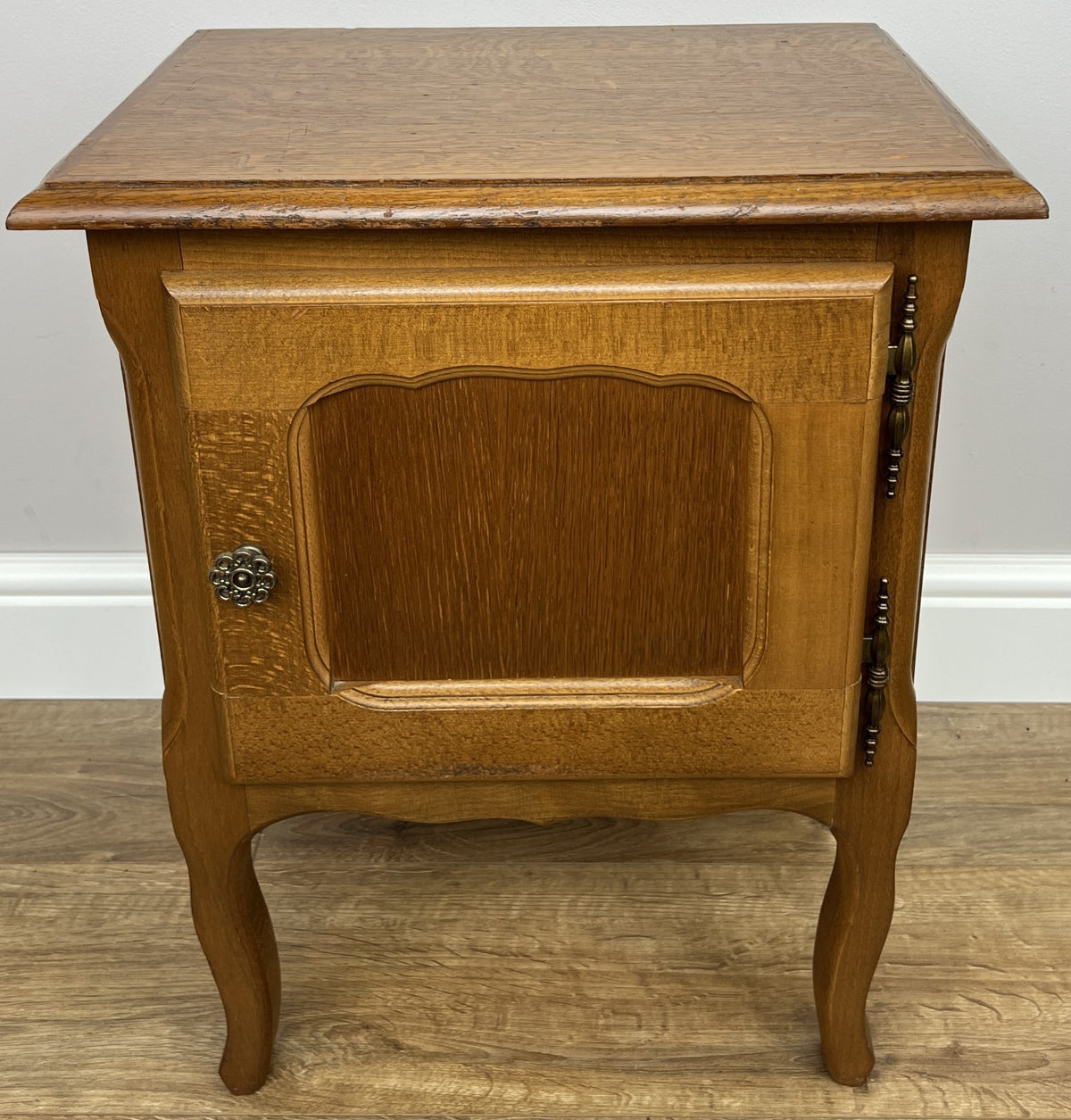 Pair of Bedside Tables Vintage French Louis Oak Nightstands Cabinets LOT 62264