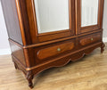 Wardrobe Antique French Style Walnut Mirrored Two Door Carved Armoire LOT 6538