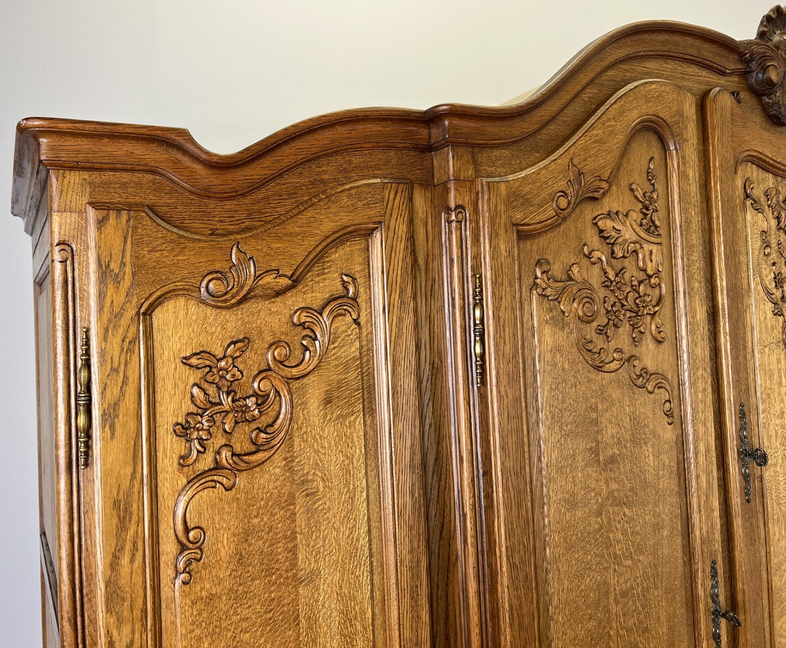Wardrobe Vintage French Louis XVI Style Five Door Oak Carved Armoire LOT 61253