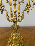 Candelabras Vintage French Brass Pair Ornate 3 Arm Candle Holders LOT 60456