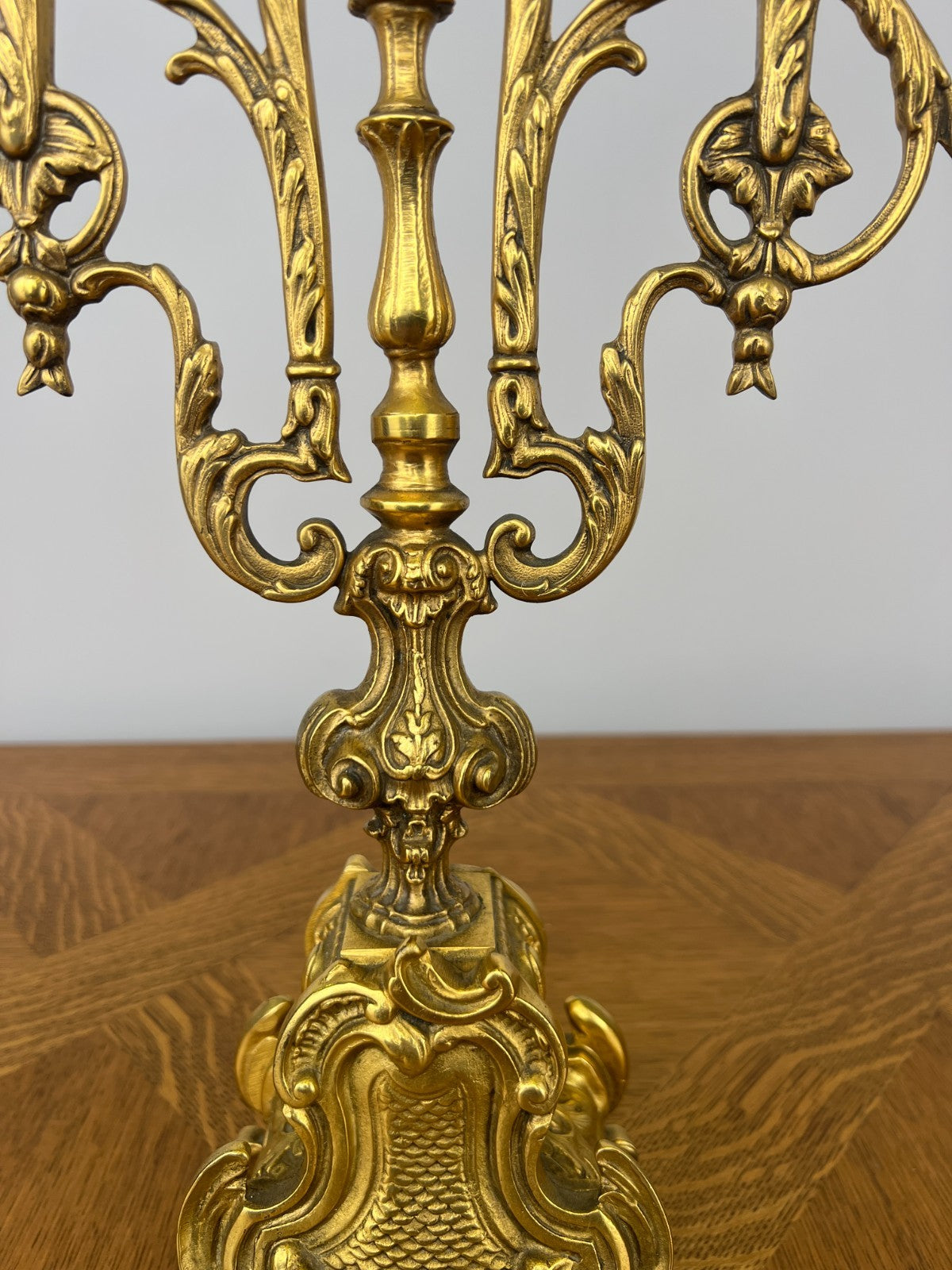 Candelabras Vintage French Brass Pair Ornate 3 Arm Candle Holders LOT 60456
