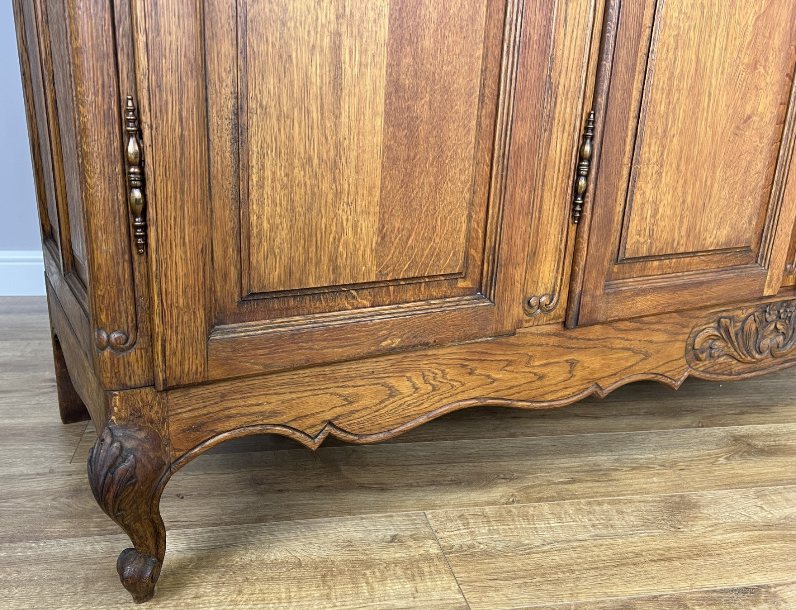 Wardrobe Vintage French Louis XVI Style Oak Four Door Mirrored  Armoire LOT 49015