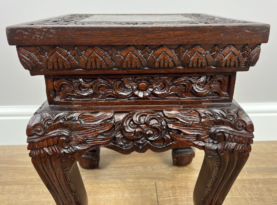 Plant Stand Vintage Chinese Style Mahogany Carved Table LOT 49640