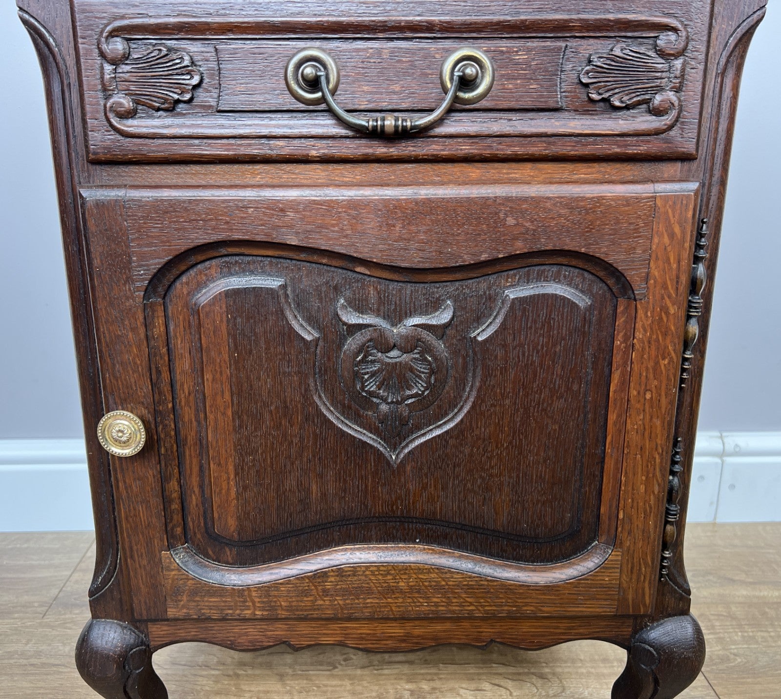 Bedside Table Vintage French Louis XVI Oak Cabinet Cupboard Nightstand LOT 62334