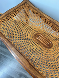 Coffee Table Vintage French Louis XV Cane Top Oak Carved Table LOT 38619