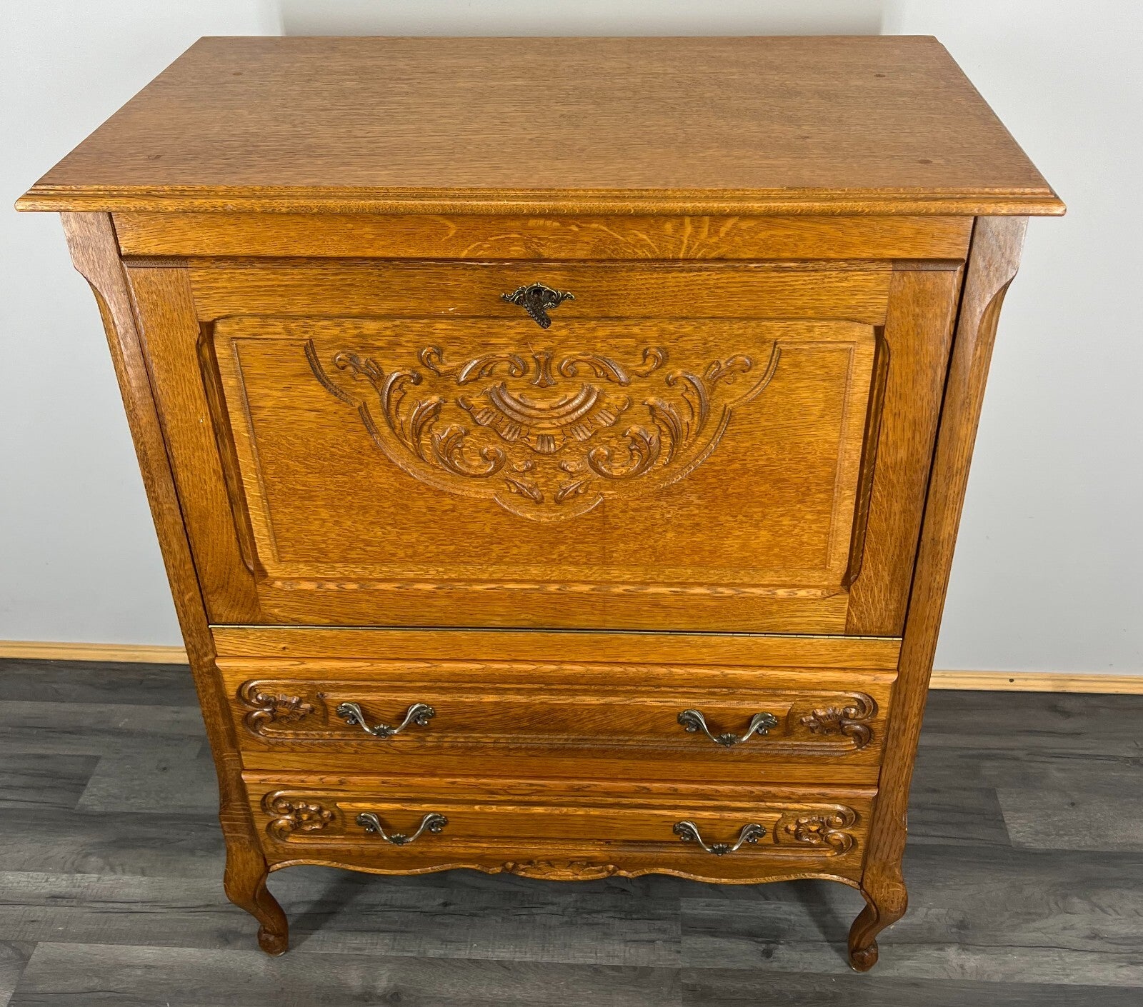 Cabinet Vintage French Louis XIV Style Drop Front Cupboard Sideboard LOT 26460