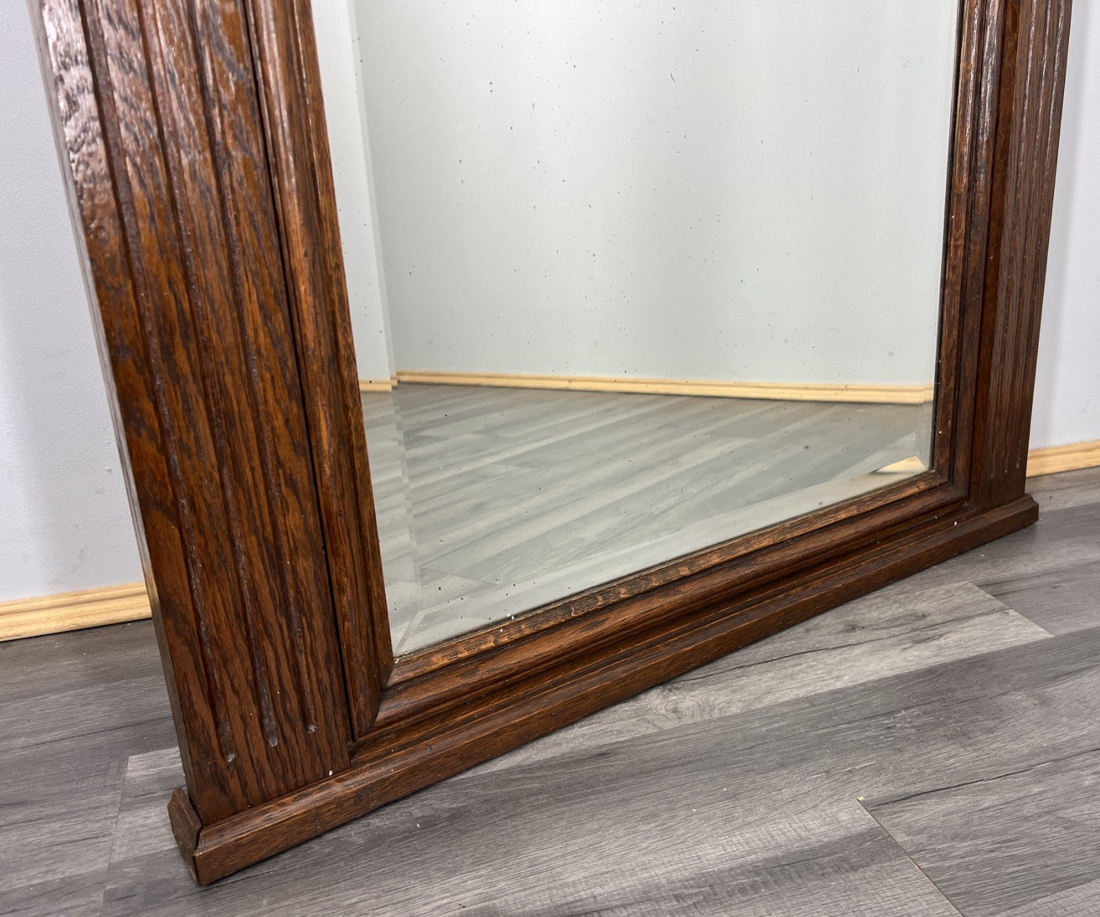 Antique French Style Carved Wall Mirror Oak Ornate Wall Frame LOT 45526