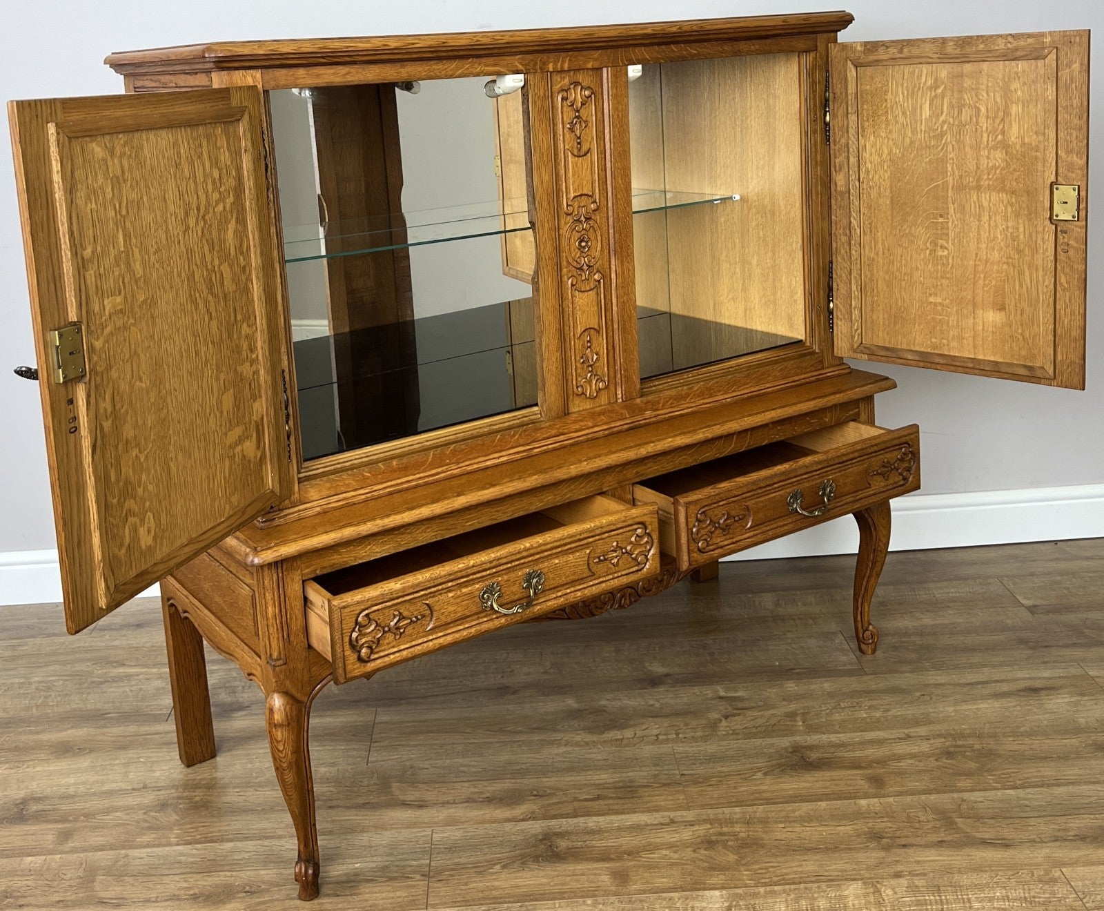 Cabinet Vintage French Louis XVI Oak Display Buffet Carved Sideboard LOT 631612