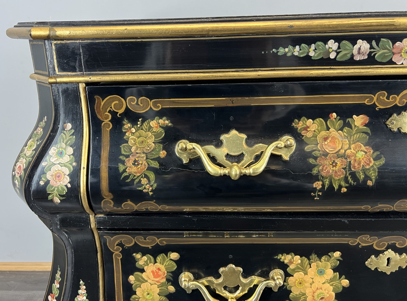 Cabinet Vintage French Style Painted Floral 3 Drawer Chest Sideboard LOT 43973