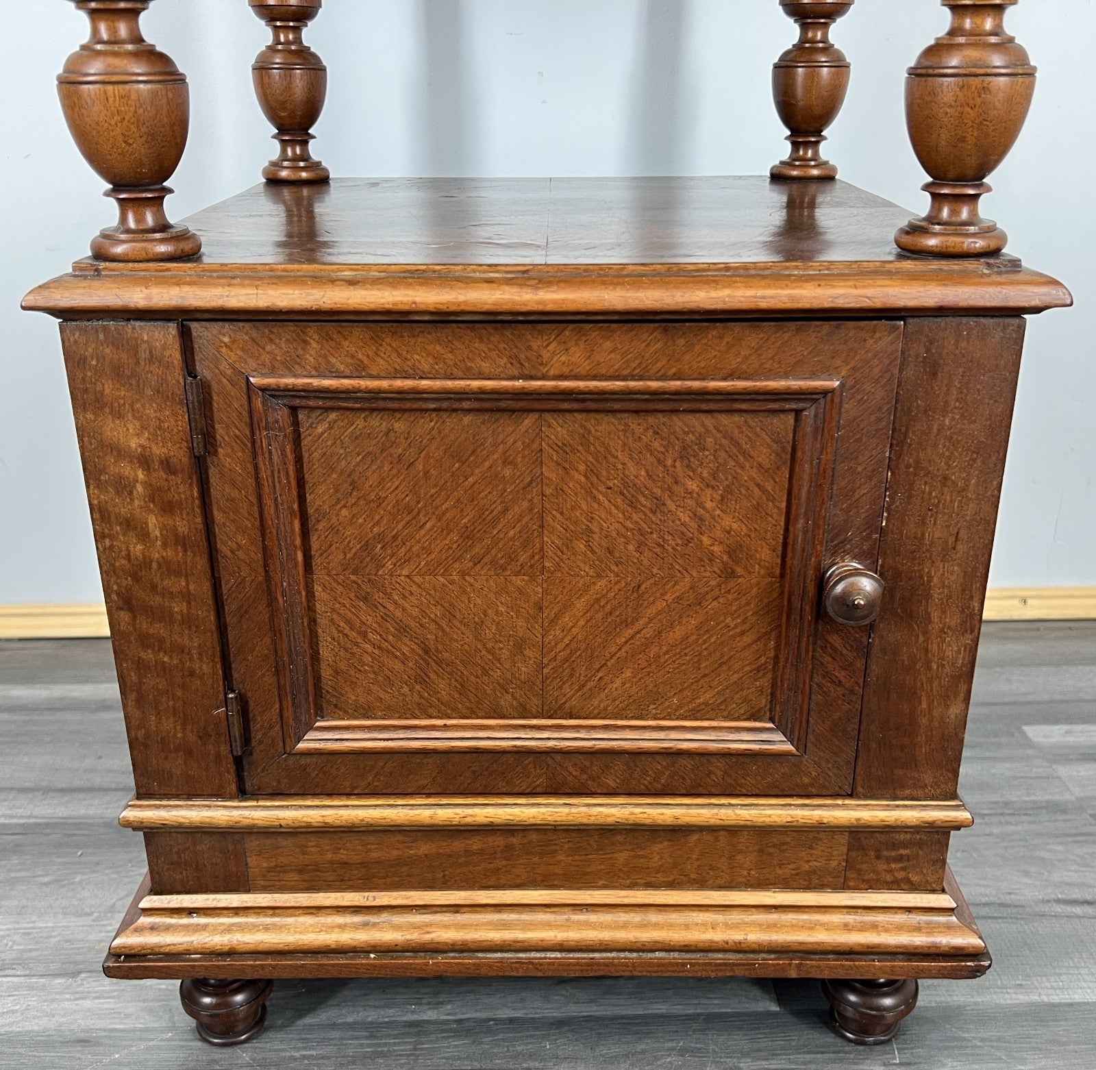 Bedside Table Antique French Walnut Marble Top Cabinet Nightstand LOT 44494