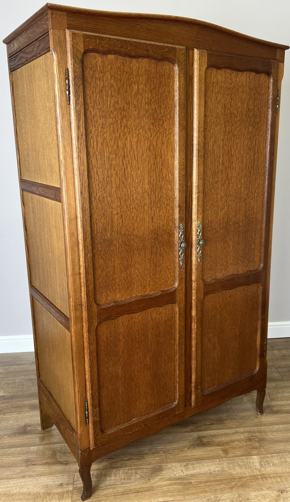 Wardrobe Vintage French Louis XVI Style Oak Two Door Carved Armoire LOT 48520