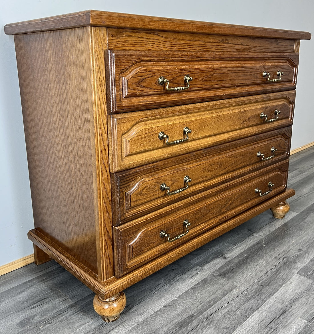 Chest of Drawers Vintage French 4 Drawers Cabinet with Brass Handles LOT 44730