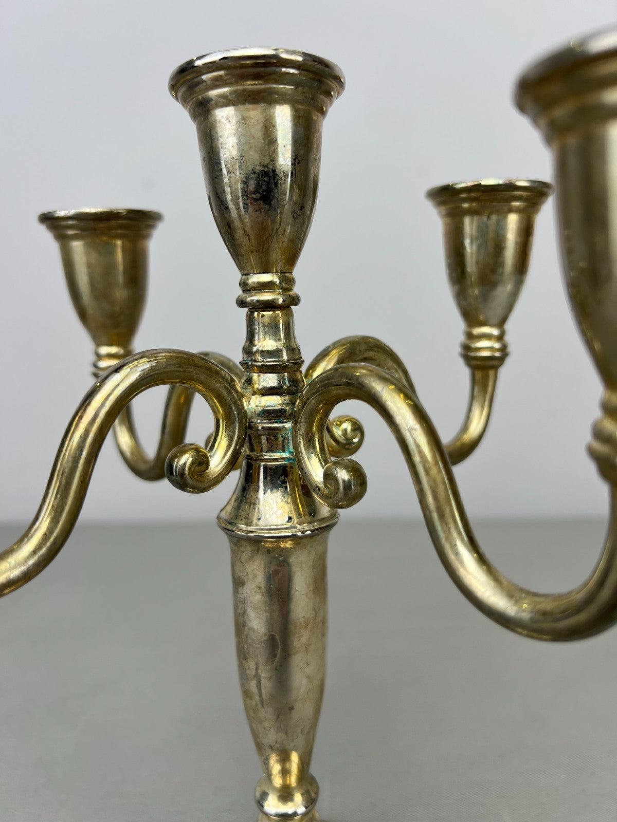 Pair of Candelabras Vintage French Style Metal Five Arm Candle Holders LOT 6484