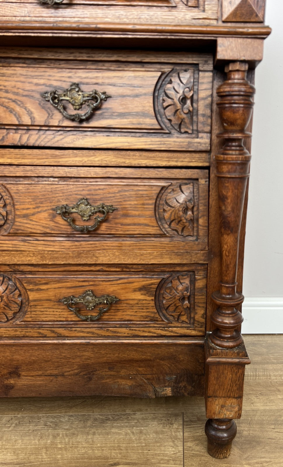 Chest of Drawers Antique French Style Marble Top Walnut Cabinet LOT 607713