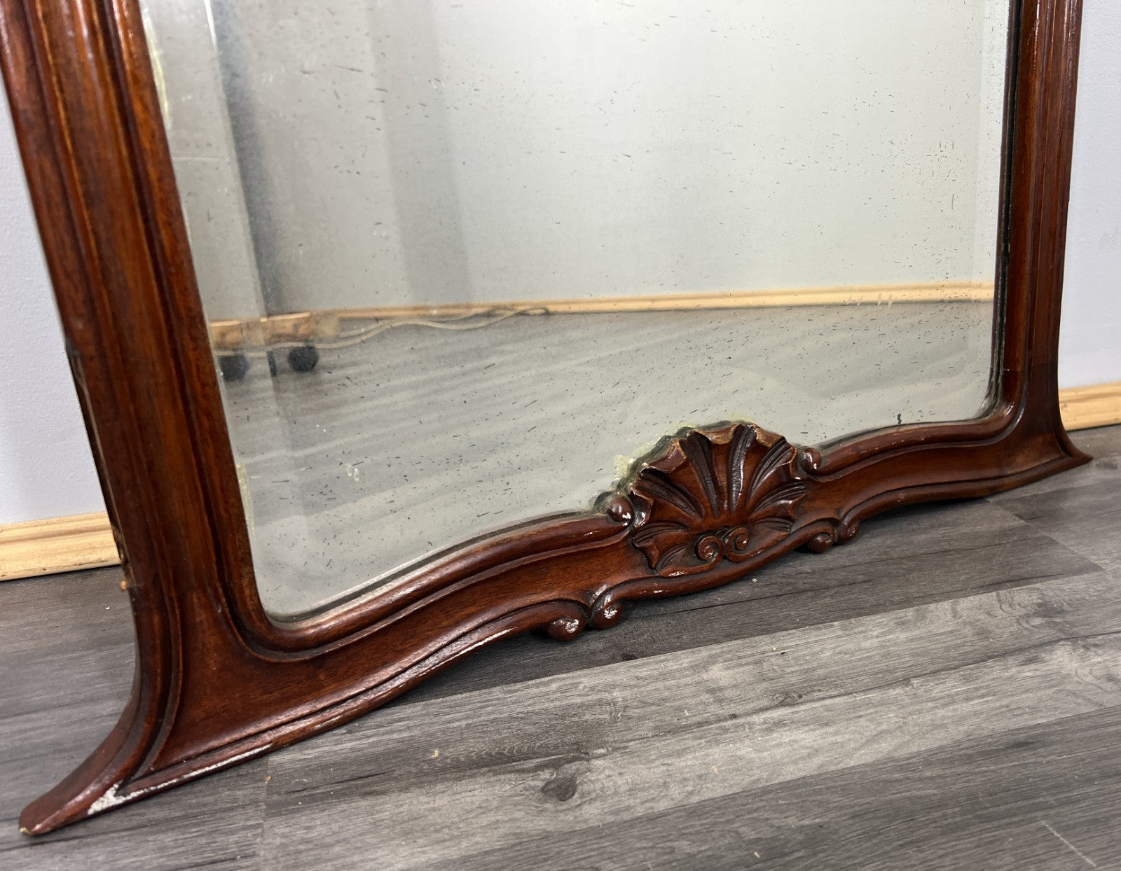 Antique French Style Carved Walnut Wall Mirror Home Decor Wall Frame LOT 45737