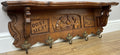 Coat Rack Vintage French Oak Wall Mounted 5 Hooks Carved Rack Hanger LOT 63030
