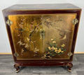 Cabinet Vintage Chinese Hand Painted Floral Bird Lacquer Sideboard LOT 43961