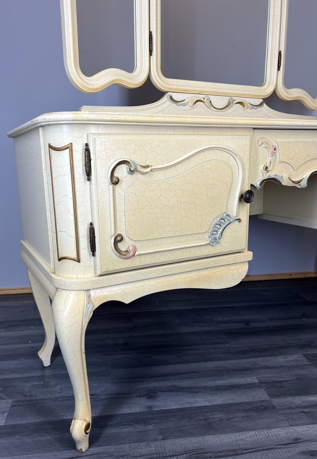 Dressing Table Vintage French Louis XVI Shabby Chic Vanity Table Makeup LOT 27556