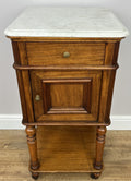 Bedside Table Antique French Style Marble Top Walnut Cabinet Nightstand LOT 62420