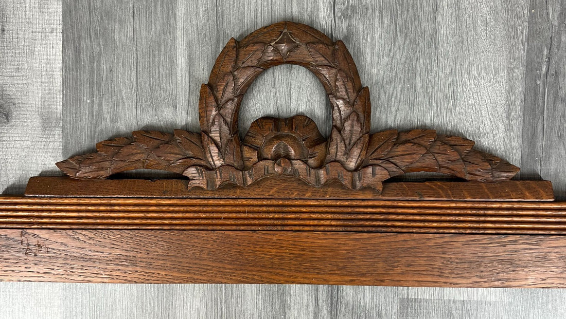 Pediment Antique French Hand Carved Oak Crown Crest Architectural LOT 70190