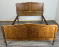 Bed Vintage French Louis XVI Double Bed Frame Oak Carved Headboard LOT 46080