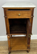 Bedside Table Antique French Style Marble Top Walnut Cabinet Nightstand LOT 624214