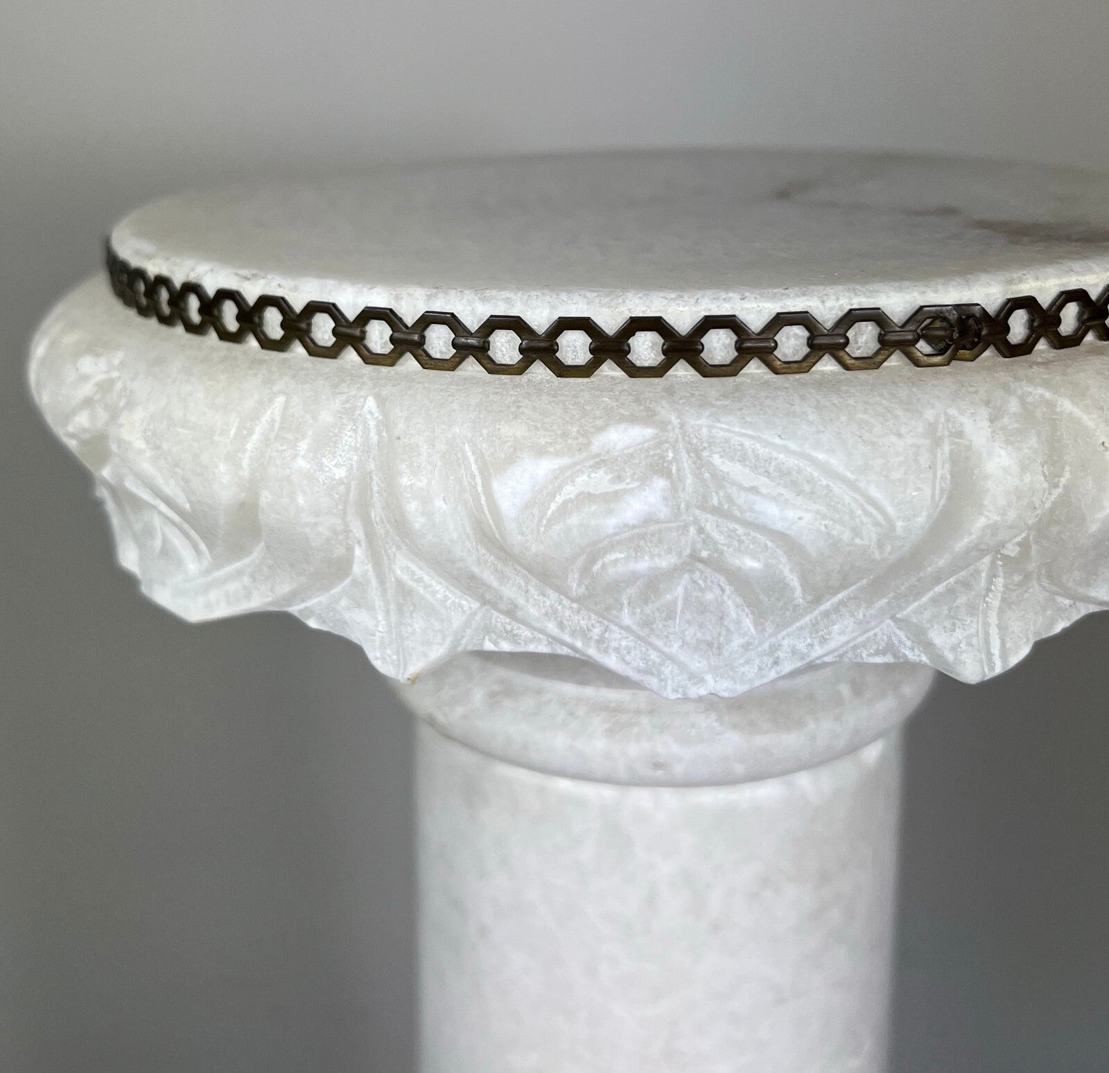 Pedestal Lamp Vintage French Style Alabaster Brass Lighting LOT 50873
