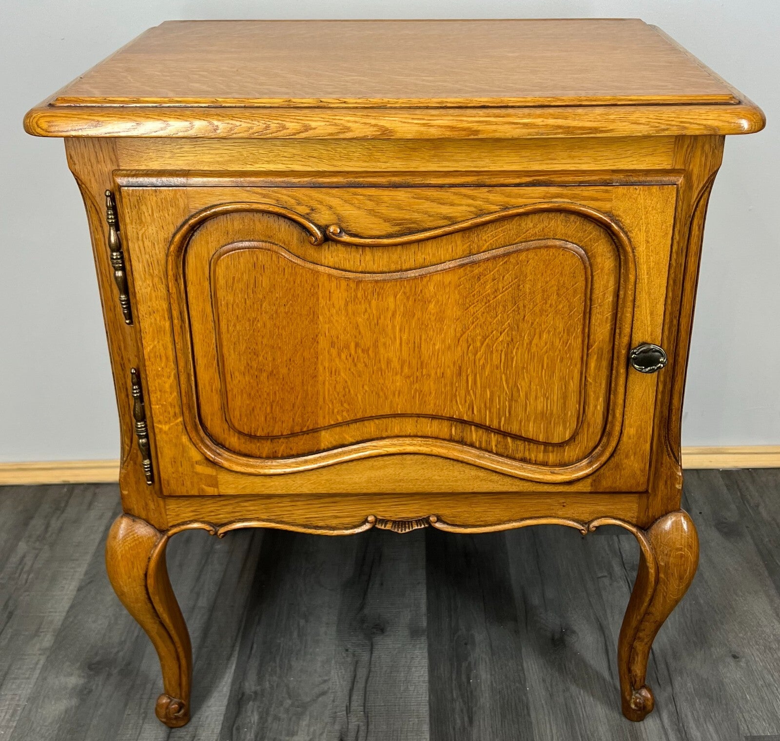 Pair of Bedside Tables Vintage French Louis XVI Oak Carved Cabinets LOT 26103