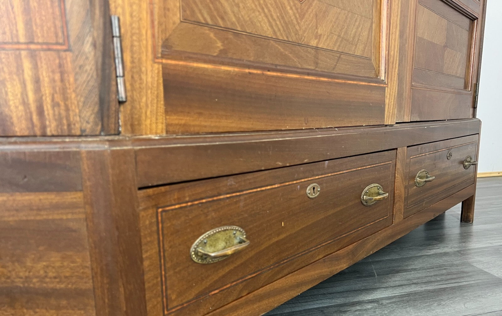 Wardrobe Antique French Style Two Door Mirrored Carved Armoire Cabinet LOT 22537