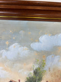 Vintage French Oil Painting Lake Mountain Scene Signed Framed Art LOT 50518