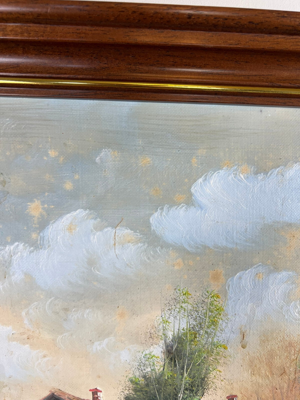 Vintage French Oil Painting Lake Mountain Scene Signed Framed Art LOT 50518