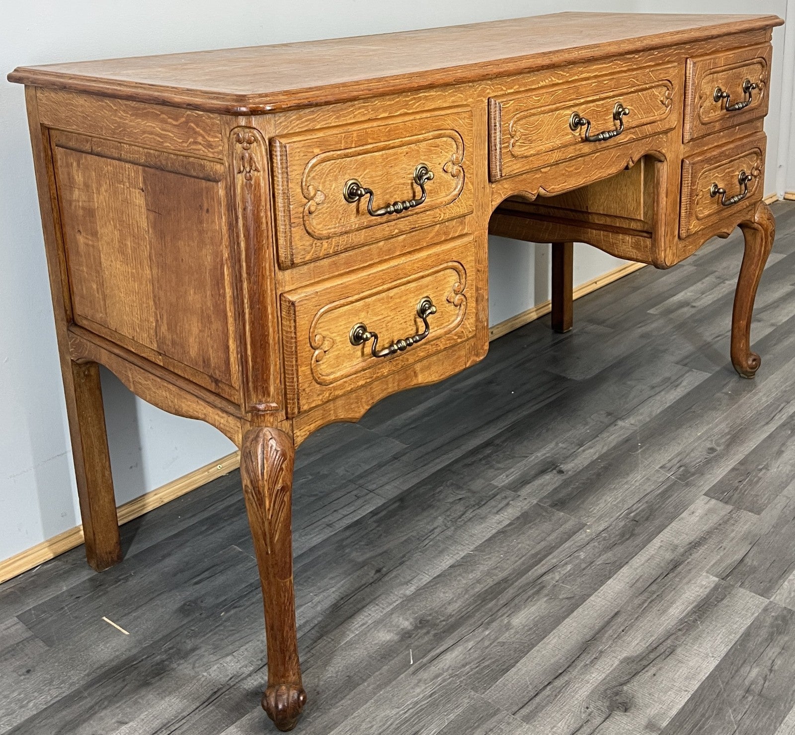 Cabinet Vintage French Louis XVI  TV stand  Carved Desk Oak Sideboard LOT 45151