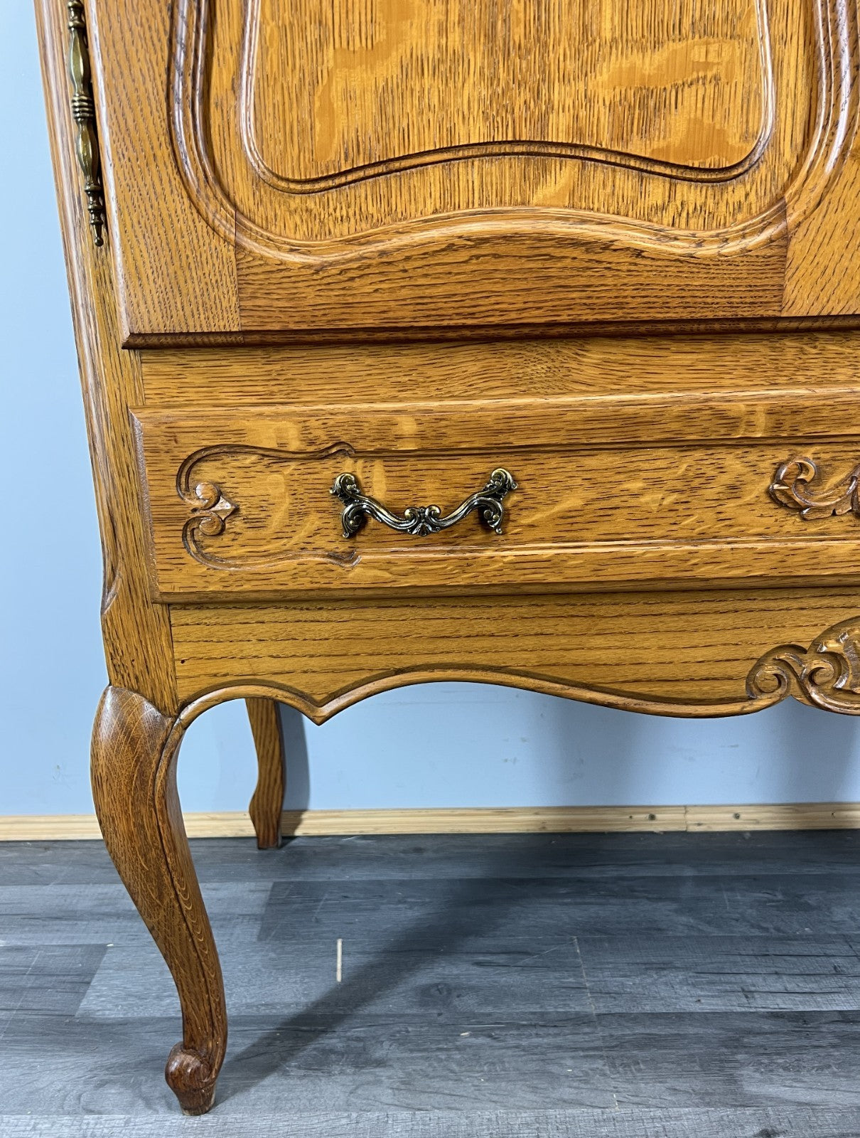 Cabinet Vintage French Louis XVI Oak Sideboard Carved Panels Cupboard LOT 43324