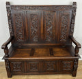 Monks Bench Antique French Style Oak Storage Hall Seat Coffee Bench LOT 62980
