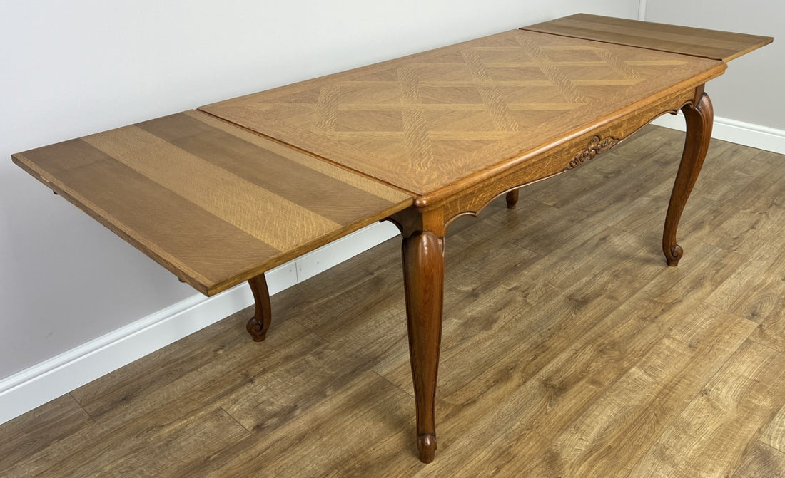 Dining Table Vintage French Louis Oak Extending Carved Dining Table LOT 48860